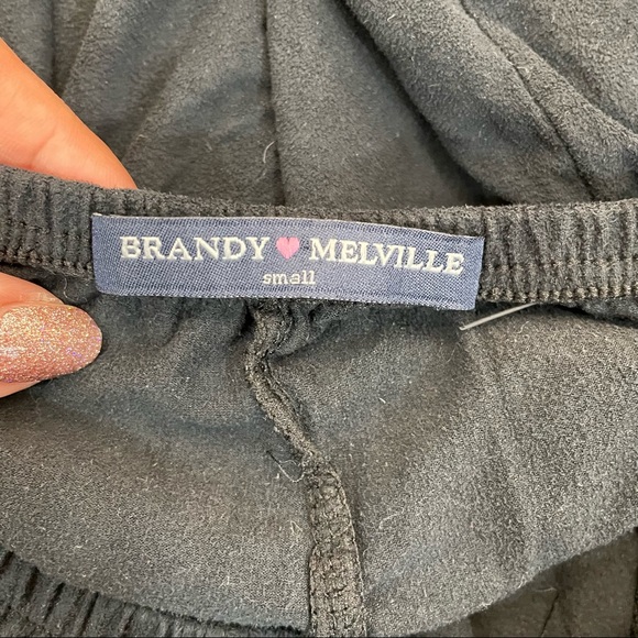 Brandy Melville Black Suede Skater Skirt - Picture 3 of 6